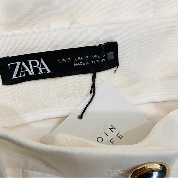 Zara high waisted cream shorts with pockets and gold buttons NEW - Picture 8 of 10